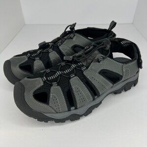 Eddie Bauer Mens Stewart Gray Genuine Leather Bump Toe Size 9M Hiking Sandals